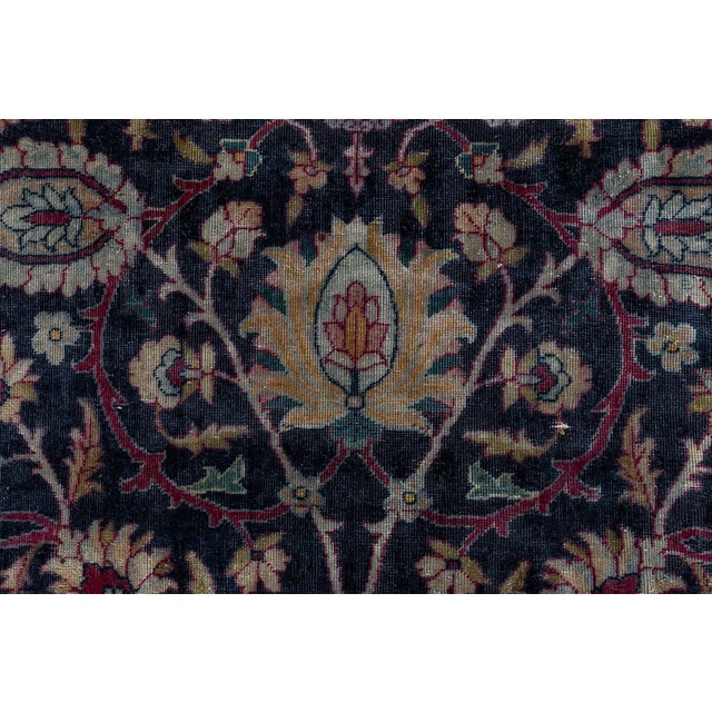 Burgundy Fine Antique Persian Kirman Botanic Handmade Wool Carpet For Sale - Image 8 of 10