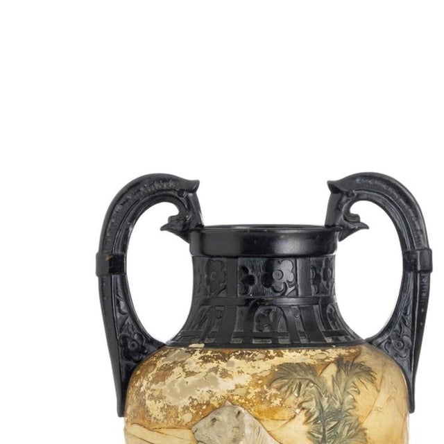 Porcelain - Pair of jugs 1863. Austrian, circa 1863, in ceramic with unglazed polychrome relief decoration depicting...