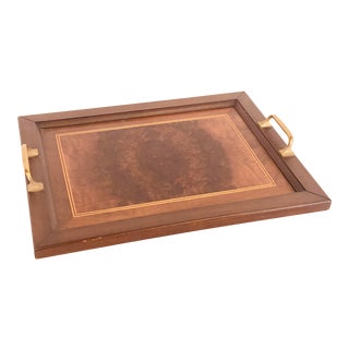 Vintage 1950s Rectangular Mahogany Serving Tray For Sale