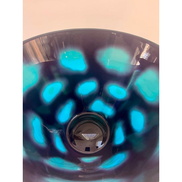Monumental Murano Facetted Battuto Cobalt Blue Art Glass Bowl For Sale - Image 9 of 9
