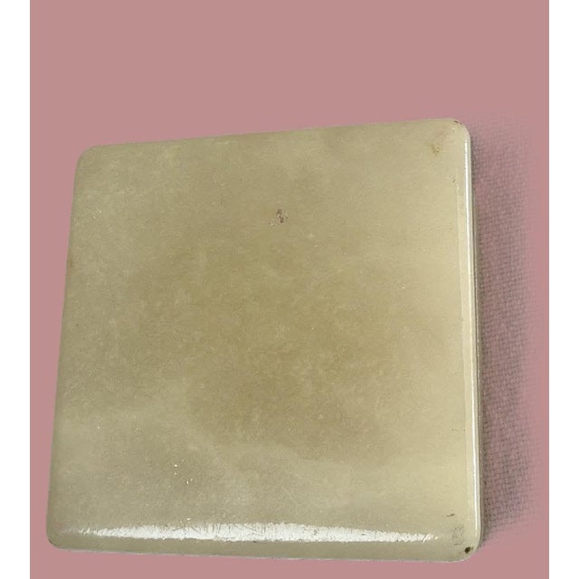 Stone Vintage Alabaster Trinket Box Cream Floral Violet Italy Square Stone For Sale - Image 7 of 16