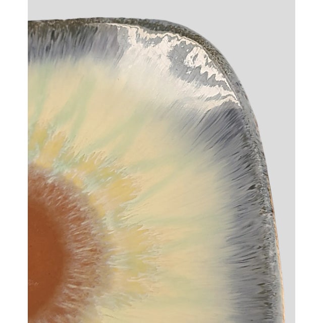 Brick Red Vintage Danish Modern Sunburst Glazed Pottery Candy Dish Plate Bowl Marked For Sale - Image 8 of 10