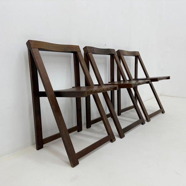 Vintage Wooden Folding Chairs by Aldo Jacober for Alberto Bazzani, 1960s, Set of 3 For Sale - Image 17 of 18