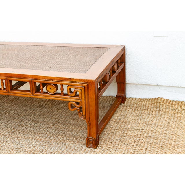 1960s Large Antique Qing Woven Top Coffee Table For Sale - Image 5 of 14