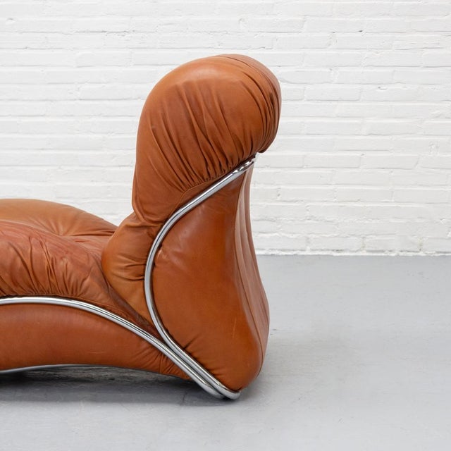 Cognac Leather Corolla Lounge Chair by I.P.E., 1970s For Sale - Image 6 of 13