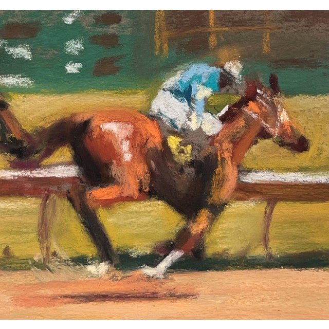 Easy Rider by Ginger Lecher | Pastel of horses racing on a track For Sale - Image 4 of 5