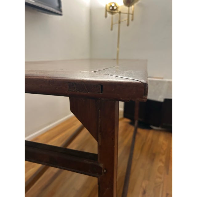 Rustic Antique Solid Hard Wood Table 31 Inches Tall For Sale - Image 3 of 11