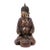 Antique Painted and Gilt Carved Seated Buddha Sculpture For Sale