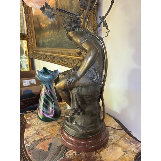 Gorgeous French Lamp. Renowned French sculptor Auguste Moreau 1834-1917, known for his graceful flowing woman figural...