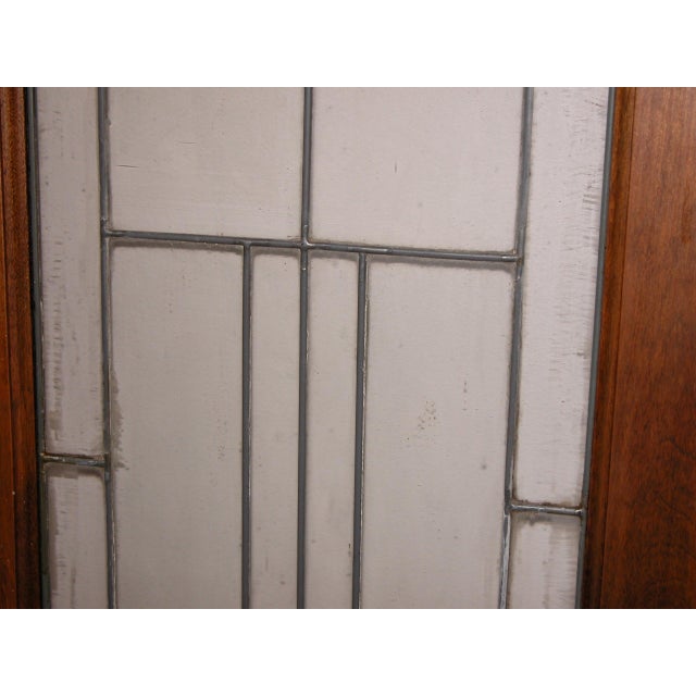 1910s Antique Arts + Crafts Mission 1913 Leaded Glass Fireplace Cabinet Ash Wood Doors - Set of 4 For Sale - Image 5 of 14