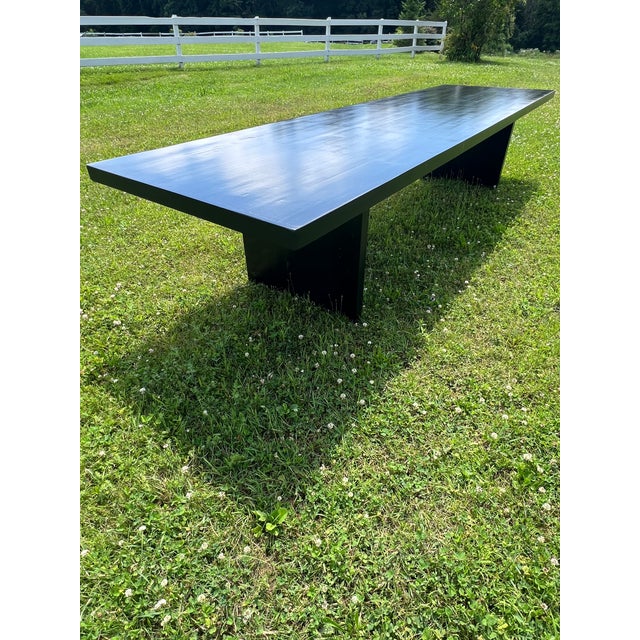 Black Black Lacquer Banquet Dining Table or Conference Table or Communal Table Solid Wood Rustic Chic For Sale - Image 8 of 12