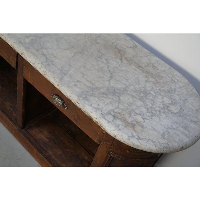 Antique Dutch Pitch Pine & Marble Shop Counter Cabinet / Kitchen Island, 19thc For Sale - Image 17 of 18