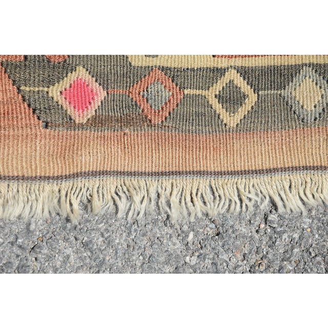 1960s Turkish Rustic Style Geometric Design Vintage Kilim Rug For Sale - Image 11 of 13