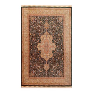 Nazmiyal Collection 1950s Floral Design Vintage Persian Silk Qum Rug For Sale