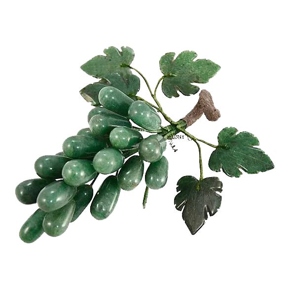 Green Carved Stone 8" Grape Cluster For Sale