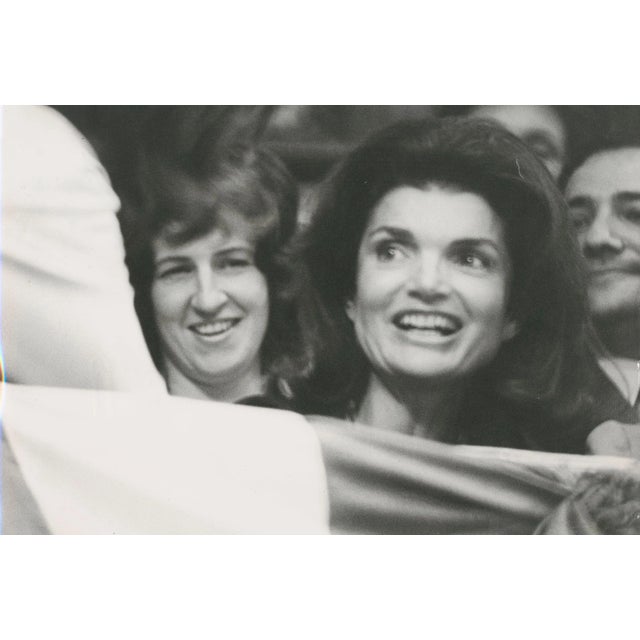 Jackie Kennedy Onassis, Madison Square Garden, 1970s, Black and White Photograph For Sale