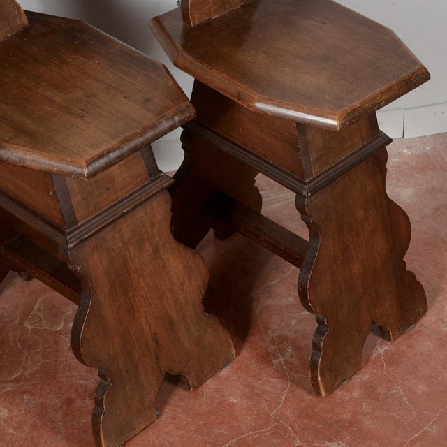 Brown Set of Rustic Wood Chairs and Stools For Sale - Image 8 of 17