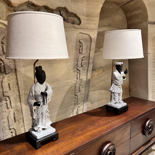 1950s 1950s Marcello Fantoni Asian Figural Table Lamps Italy For Sale - Image 5 of 12