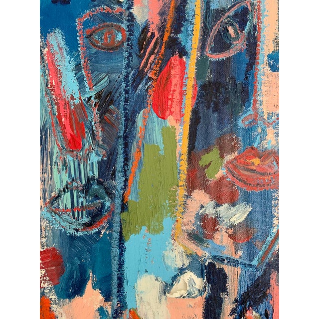 Contemporary "Just Us" Contemporary Abstract Portrait Mixed-Media Painting by Monica Shulman For Sale - Image 3 of 7