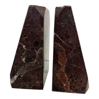 1970s Vintage Bookends Marble Wedge - Set of 2 For Sale
