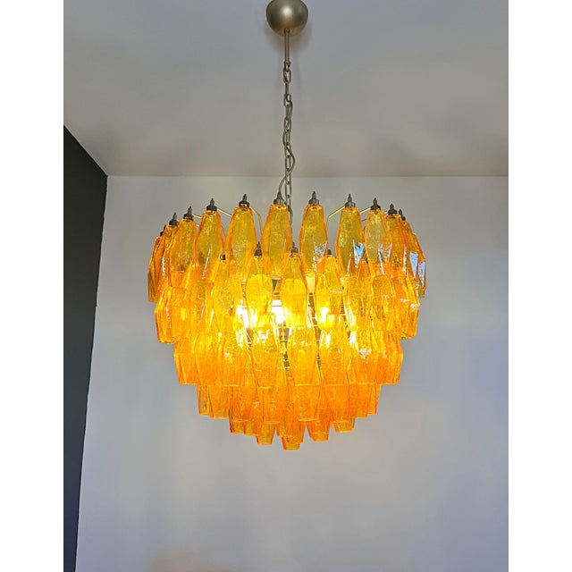 Vintage Murano Glass Chandelier with 111 Amber Poliedri, 1990s For Sale - Image 16 of 18