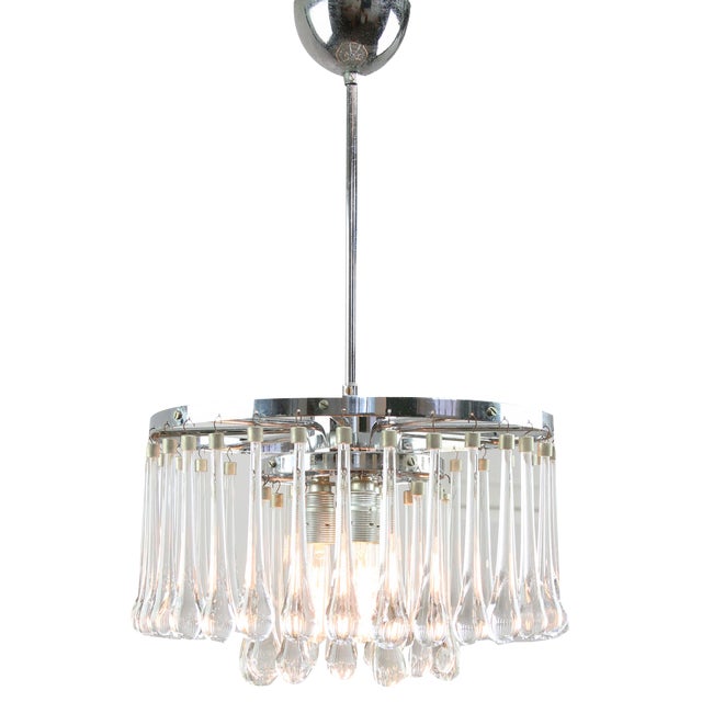 Mid-Century Italian Crystal Teardrop Chandelier, 1960s For Sale