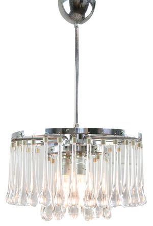 Mid-Century Italian Crystal Teardrop Chandelier, 1960s