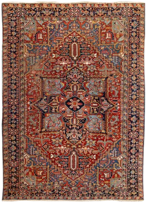 Mid 20th Century Vintage Heriz Handmade Medallion Wool Rug