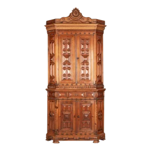 19th Century French Country Folk Art Corner Cabinet