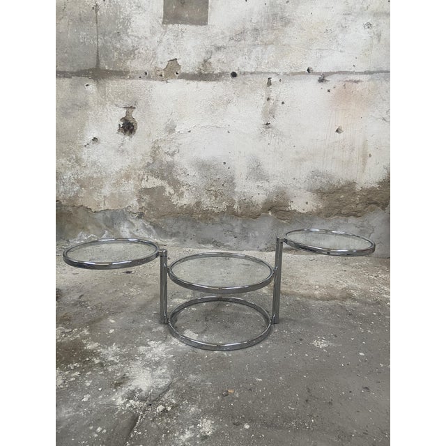 Mid-Century Modern Italian Chrome and Glass Coffee Table with Rotating Tops, 1970s For Sale - Image 4 of 10
