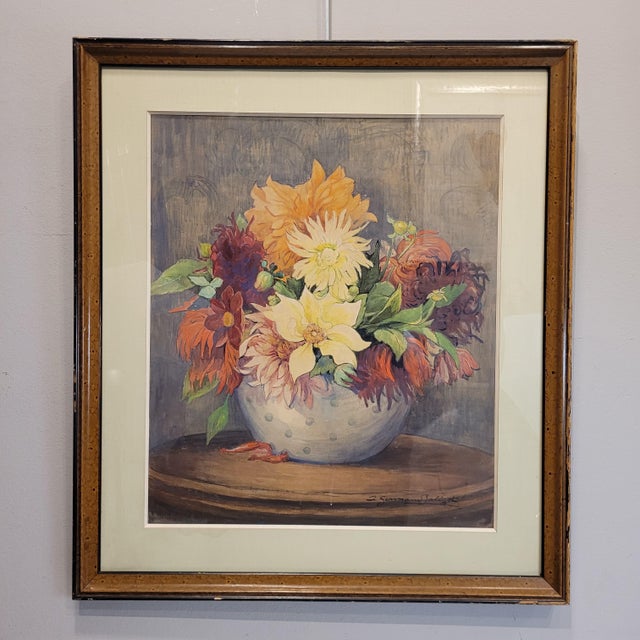 Louis-Germain Baligot, Flowers, 20th Century, Gouache For Sale - Image 3 of 18