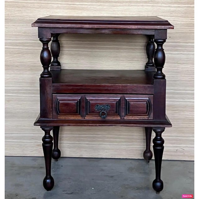 20th Century Pair of Solid Carved French Nightstands with Low Drawer For Sale - Image 16 of 18