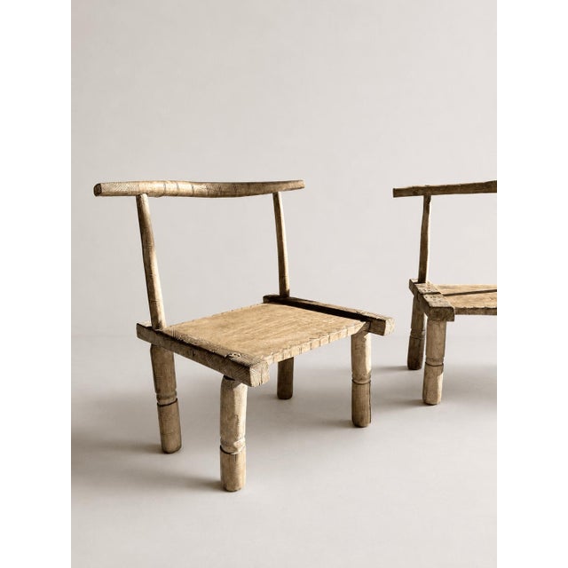 Antique Primitive Low Chairs, 20th Century, Set of 2 For Sale - Image 4 of 11