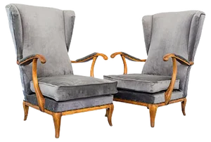 Walnut and Velvet Lounge Chairs by Paolo Buffa, 1950s, Set of 2