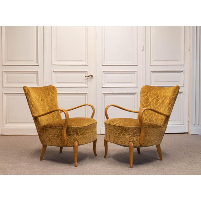 Slagelse Møbelværk Danish Modern Lounge Chairs by Alfred Christensen for Slagelse Møbelværk, 1940s, Set of 2 For Sale - Image 4 of 14