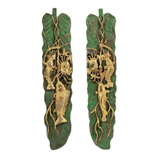 Large Paris Cafe or Appliqué Bistro Trade Signs with Giltwood Lobster Crab - A Pair For Sale
