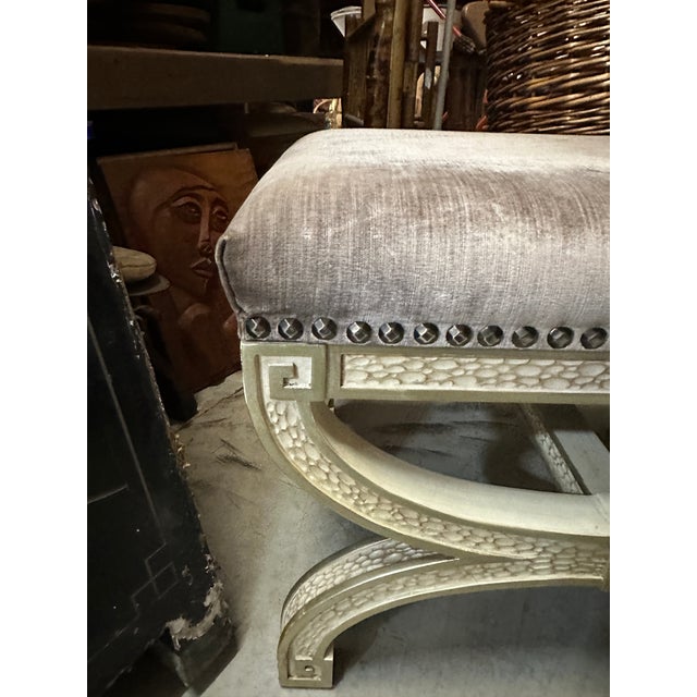 Up for consideration is a beautiful pair of X base gray velvet ottomans. These would look lovely in your home and they are...