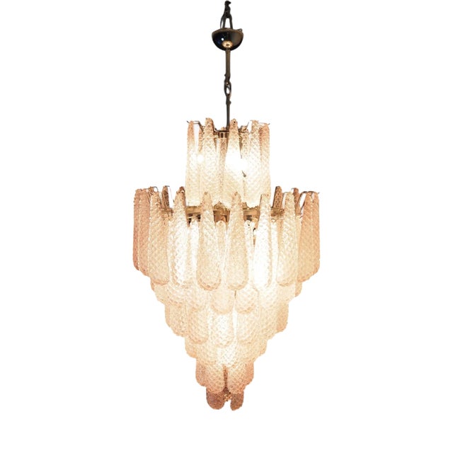 Murano Glass Chandelier with Pink Teardrop from Justfurnituress SRL For Sale