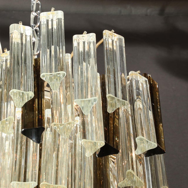 Mid-Century Modernist Hand-Blown Murano Mixed Glass Camer Triedre Chandelier For Sale - Image 16 of 17