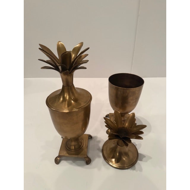 Indian Brass Lidded Pineapple Jars -a Pair For Sale - Image 3 of 10