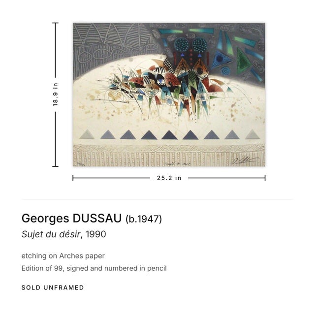 Contemporary 1990 Georges Dussau Sujet Du Désir Signed Etching For Sale - Image 3 of 3