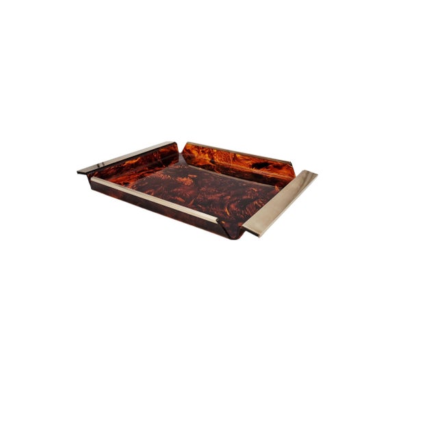 Brown Vintage Hollywood Regency Style Tray, 1970s For Sale - Image 8 of 10