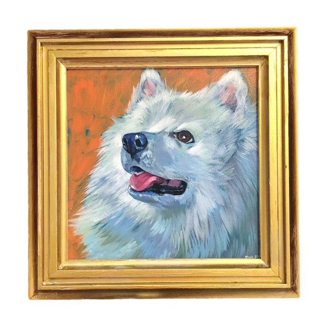 Contemporary Contemporary Portrait Painting of a Spitz Dog, Framed For Sale - Image 3 of 3