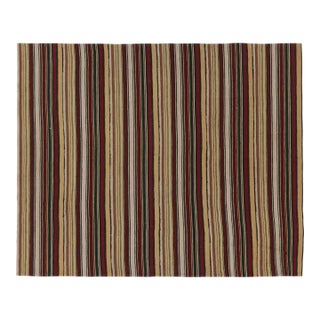 Vintage Persian Kilim, Cream Yellow and Burgundy Stripes - Rug & Kilim For Sale