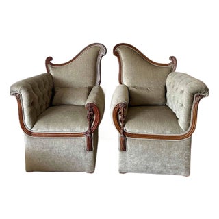 Early 20th Century A Pair of Art Nouveau Asymmetrical Fabric Armchairs For Sale