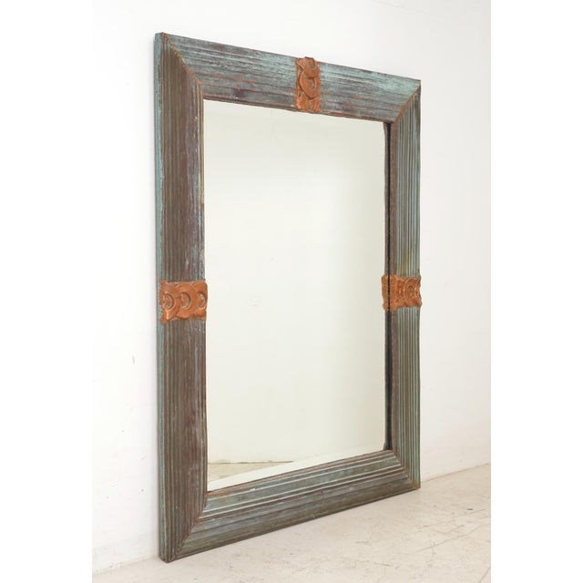 Olde Good Things unique copper design wall mirror. This mirror is made from reclaimed copper gutter material and a beveled...