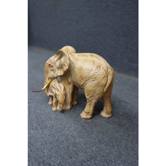 Mid 20th Century Elephant Mother & Calf Figurine Sculpture For Sale - Image 5 of 8