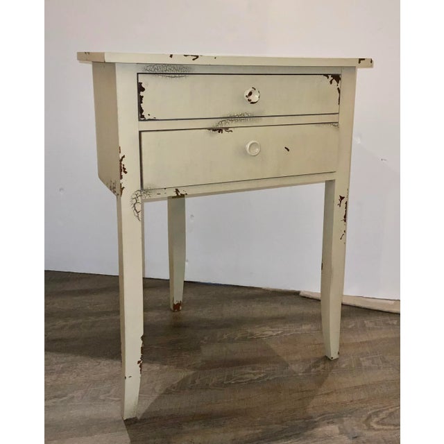 2010s Thomas O'Brien for Hickory Chair White Distressed Elcy End Table For Sale - Image 5 of 5
