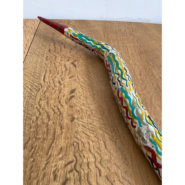 1970s Hand-Carved & Hand-Painted Wooden Folk Art Snake For Sale - Image 9 of 15