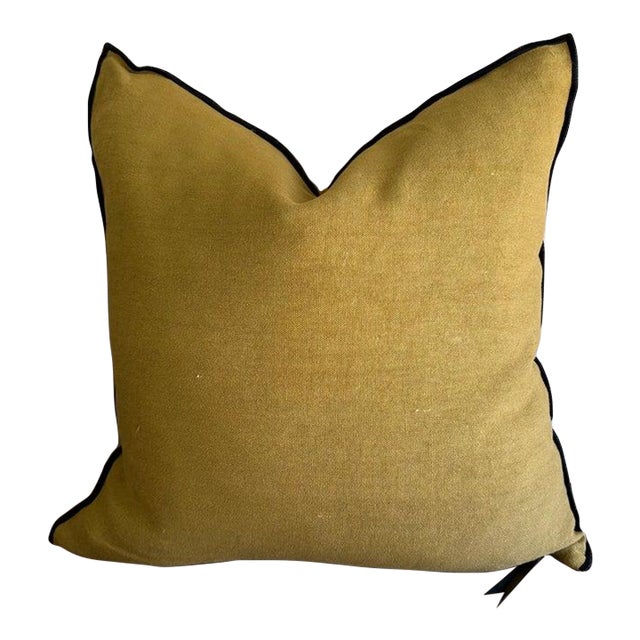 French Stone Washed Linen Accent Pillow With Insert For Sale